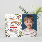 Snake Birthday Party Reptiles Jungle Foto Einladung (Stehend Vorderseite)