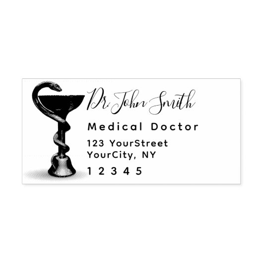 Snake Bowl Hygieia Script Medizinische Rücksendead Permastempel (Design)