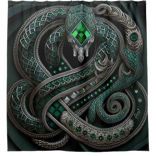 Snake Celtic Emerald May Birthstone Duschvorhang (Vorderseite)