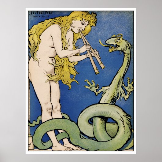 Snake Charmer - Jugendstil Vintage Kunst Poster (Vorne)