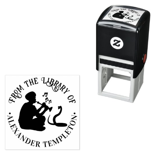 Snake Charmer und Cobra Round Library Name Permastempel (Beispiel)