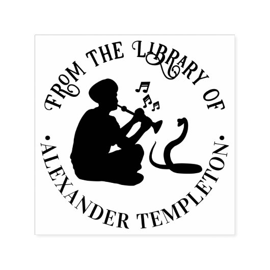 Snake Charmer und Cobra Round Library Name Permastempel (Design)