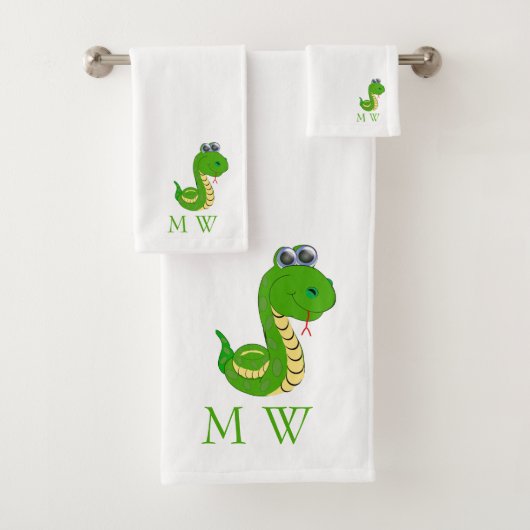 Snake Design Monogrammed Badhandtuch Set (Insitu)