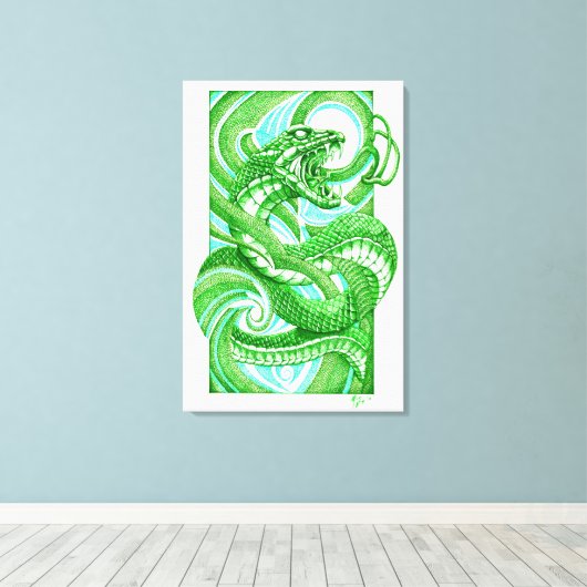 Snake Dotwork Hebi Leinwanddruck (Insitu (Holzboden))