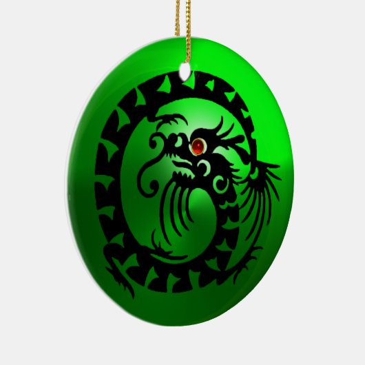 SNAKE DRAGON Black and Green Emerald Keramik Ornament (Rechts)