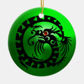 SNAKE DRAGON Black and Green Emerald Keramik Ornament (Vorne)