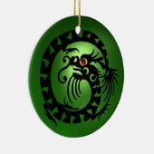 SNAKE DRAGON Black and Green Emerald Keramikornament (Rechts)