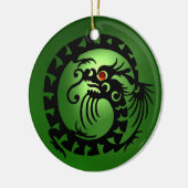 SNAKE DRAGON Black and Green Emerald Keramikornament (Links)