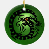 SNAKE DRAGON Black and Green Emerald Keramikornament (Hinten)