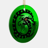SNAKE DRAGON Black and White Green Emerald Keramikornament (Rechts)