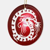 SNAKE DRAGON Black and White Red Ruby Keramikornament (Links)