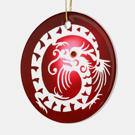 SNAKE DRAGON Black and White Red Ruby Keramikornament (Links)