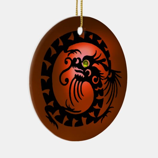 SNAKE DRAGON Black Green Jade Orange Agate Keramikornament (Rechts)