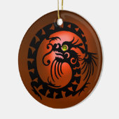 SNAKE DRAGON Black Green Jade Orange Agate Keramikornament (Links)