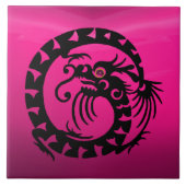 SNAKE DRAGON, Black, Pink Fuchsia Lila Amethyst Fliese (Vorderseite)