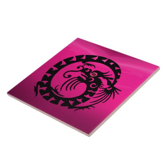 SNAKE DRAGON, Black, Pink Fuchsia Lila Amethyst Fliese (Seite)