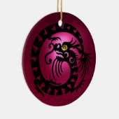 SNAKE DRAGON Black Pink Red Ruby Keramikornament (Rechts)