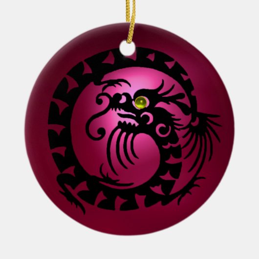 SNAKE DRAGON Black Pink Red Ruby Keramikornament (Vorne)