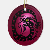 SNAKE DRAGON Black Pink Red Ruby Keramikornament (Links)