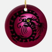 SNAKE DRAGON Black Pink Red Ruby Keramikornament (Hinten)