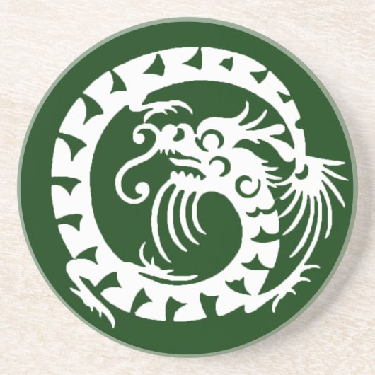 SNAKE DRAGON, grün und weiß Untersetzer (Vorne)