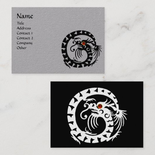 SNAKE DRAGON RUBY Fantasy Schwarz-weiß Grau Paper Visitenkarte (Vorne/Hinten)