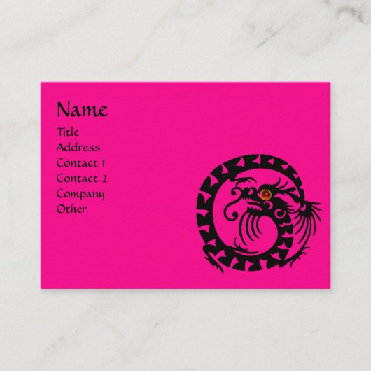 SNAKE DRAGON RUBY Schwarz-Weiß-Rosa Visitenkarte (Vorderseite)