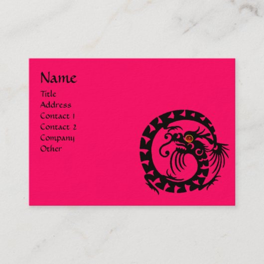 SNAKE DRAGON RUBY Schwarz-Weiß-Rosa Visitenkarte (Vorderseite)