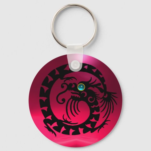 SNAKE DRAGON, schwarz, blau, aquamarin, rosa Ruby Schlüsselanhänger (Vorderseite)
