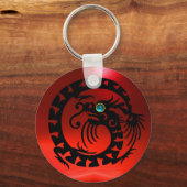 SNAKE DRAGON, schwarz, blau, aquamarin, rote Ruby Schlüsselanhänger (Vorderseite)