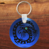 SNAKE DRAGON, schwarz, blau, aquamarin, Saphir Schlüsselanhänger (Vorderseite)
