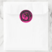 SNAKE DRAGON, schwarz, rosa Amethyst, rote Ruby Runder Aufkleber (Tasche)