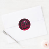 SNAKE DRAGON, schwarz, rot-rosa ruby, aquamarinbla Runder Aufkleber (Umschlag)