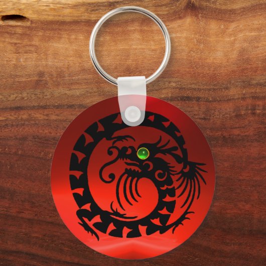 SNAKE DRAGON, schwarz, rot, rubinrot, grüner Smara Schlüsselanhänger (Rückseite)