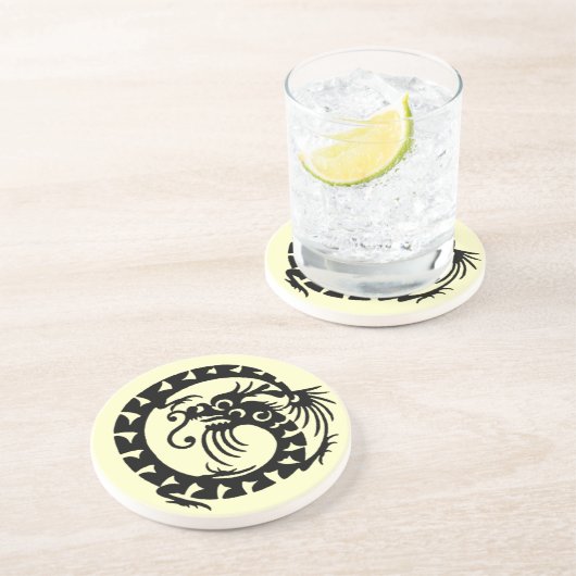 SNAKE DRAGON , schwarz und creme Untersetzer (Seite)