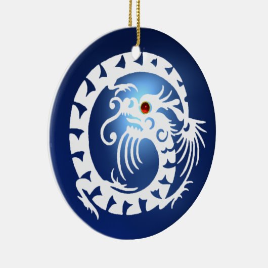 SNAKE DRAGON Schwarz-Weiß-Blau-Saphire Keramikornament (Rechts)