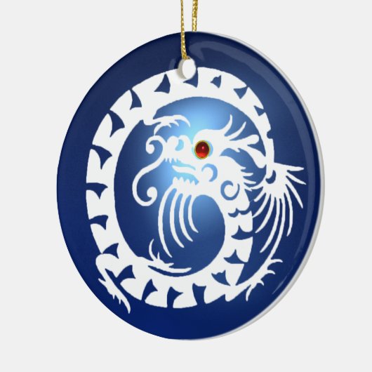 SNAKE DRAGON Schwarz-Weiß-Blau-Saphire Keramikornament (Links)