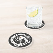 SNAKE DRAGON Schwarz-weiß Red Ruby Sandstein Untersetzer (Seite)