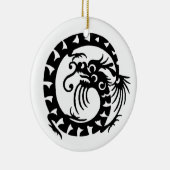 SNAKE DRAGON Schwarzweiß Keramik Ornament (Rechts)