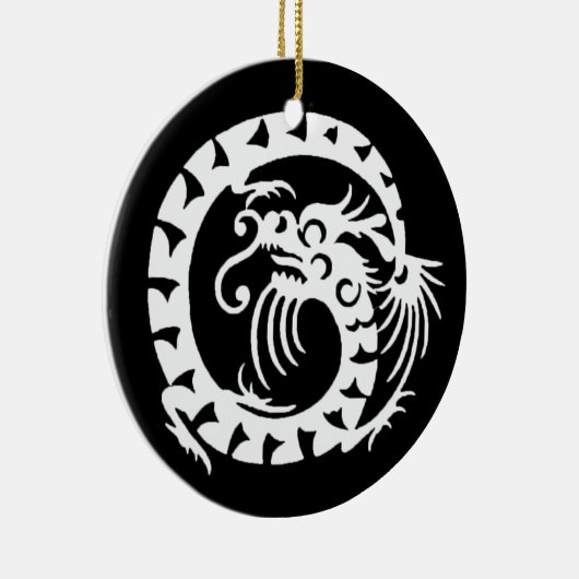 SNAKE DRAGON Schwarzweiß Keramik Ornament (Rechts)