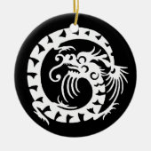 SNAKE DRAGON Schwarzweiß Keramik Ornament (Vorne)