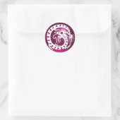 SNAKE DRAGON, weiß, rosa Amethyst, rote Ruby Runder Aufkleber (Tasche)