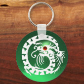 SNAKE DRAGON, weiß, rot, rubinrot, grüner Jade Schlüsselanhänger (Vorderseite)