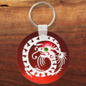 SNAKE DRAGON, weiß, rot, rubinrot, grüner Smaragd Schlüsselanhänger (Vorderseite)