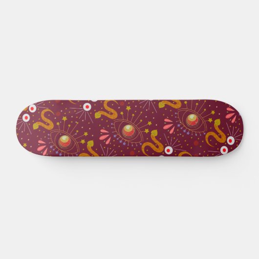 Snake Goddess tiefrot Skateboard (Horizontal)