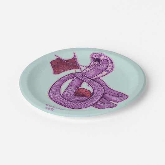 Snake Knitting Pappteller (Schrägansicht)