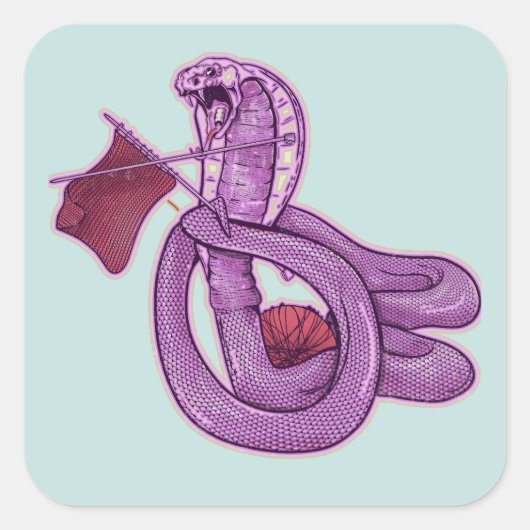 Snake Knitting Quadratischer Aufkleber (Vorderseite)