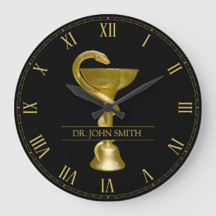 Snake Medical Bowl Hygieia Gold Caduceus Name Große Wanduhr