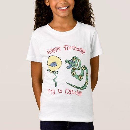 Snake@Mouse drucken Kinder T - Shirt Happy Birthda (Vorderseite)