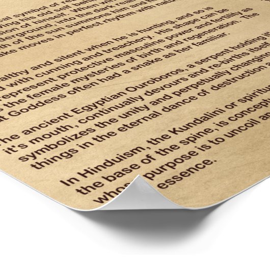 SNAKE MYTHOLOGY POSTER (Ecke)